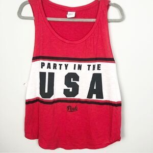 VICTORIA’S SECRET PINK | Party In the USA Red Muscle Tank Women’s Size Large